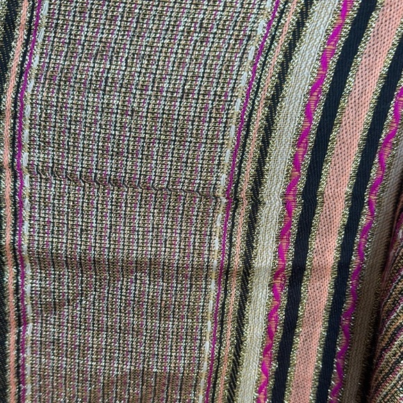 Pashmina Scarf Purple and Gold Geometric Pattern with Fringe - Picture 7 of 8